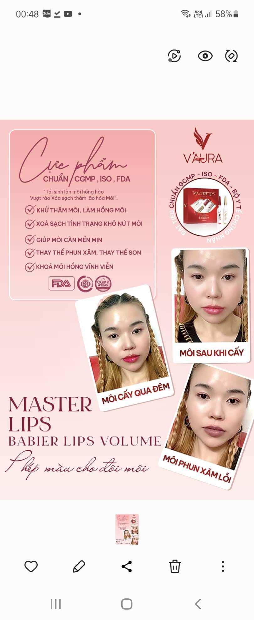 Tinh chất cấy hồng môi hàn quốc V3 vaura