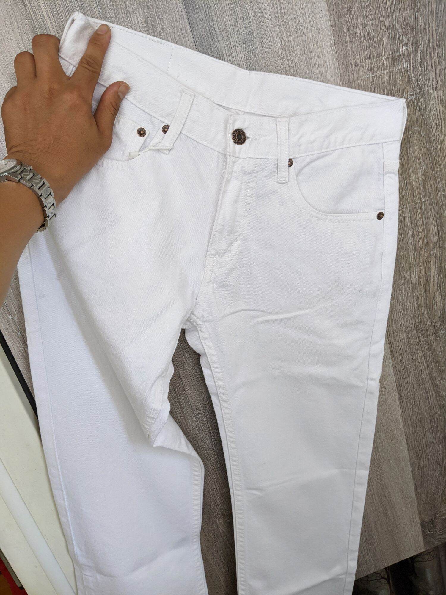 Quần jeans nam levis màu trắng ống đứng