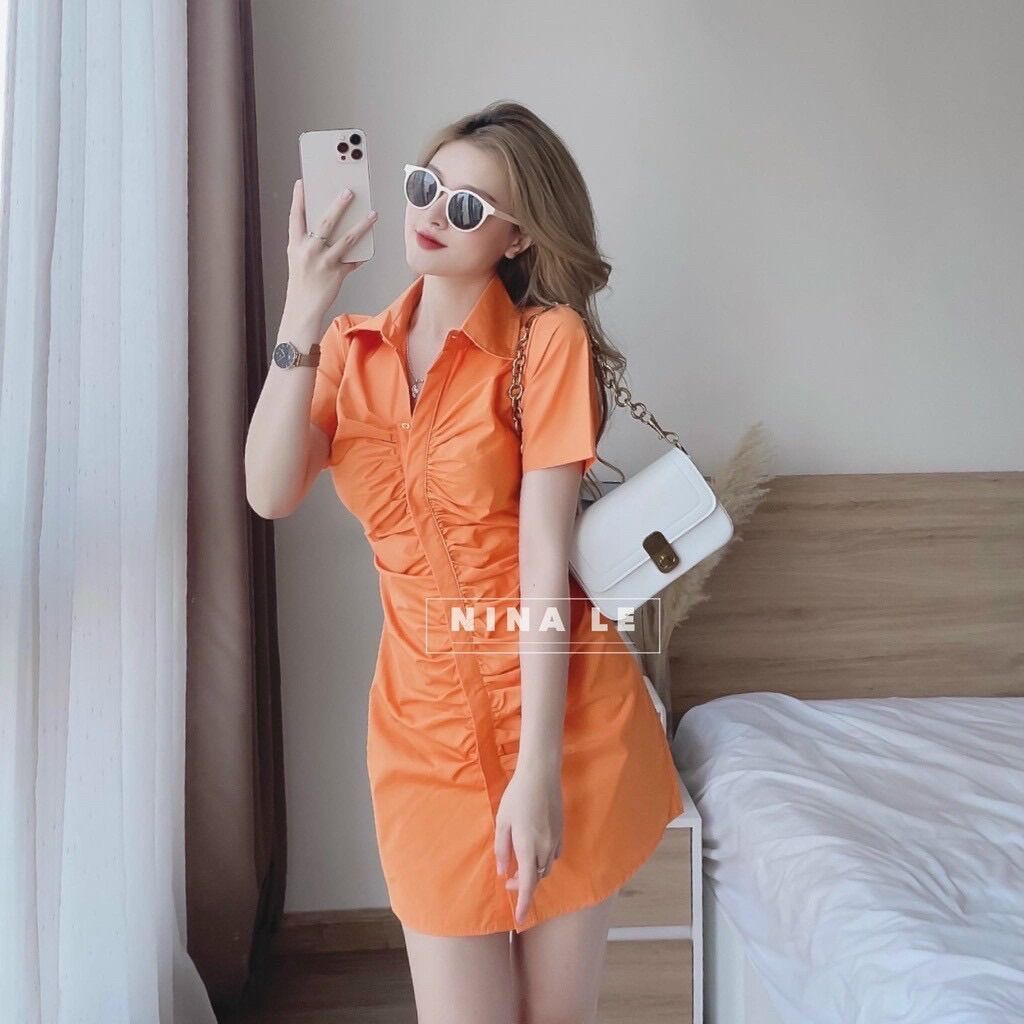 (SHOP TÁO ĐỎ BIGSIZE 50kg đến 90kg) đầm nữ dáng A sơ mi cài nút