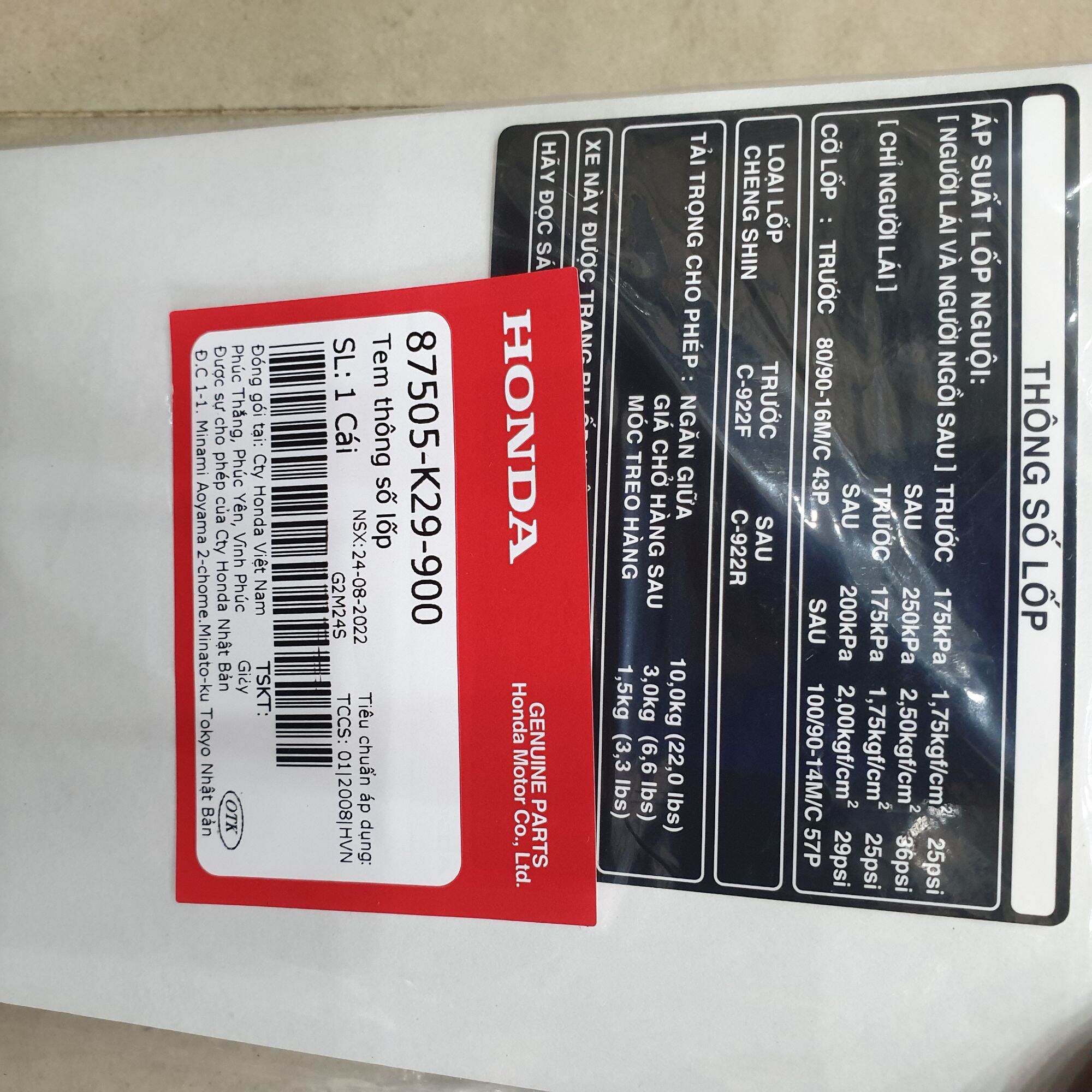 Tem thông số Sh mode 125