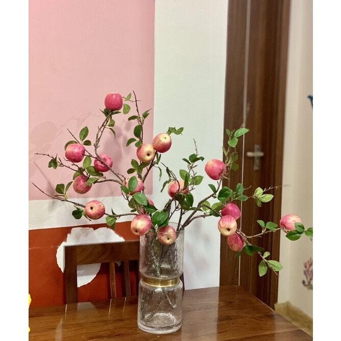 Cành Quả Táo 6 quả thân mốc, cây Giả, cành trái cây giả