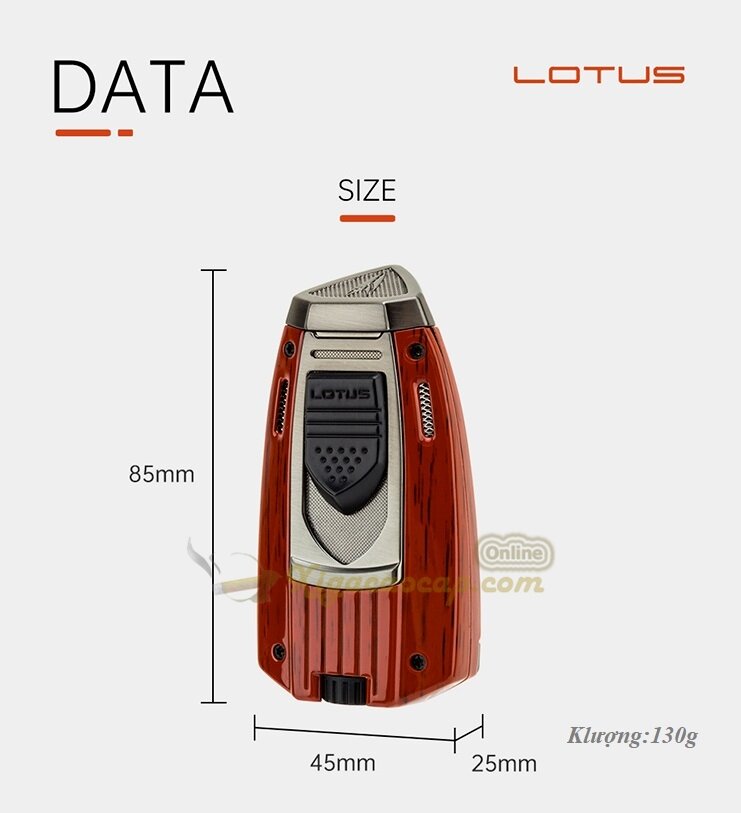 BẬT LỬA Khò Cigar LOTUS L75 2 ĐỤC– HÀNG CHÍNH HÃNG US
