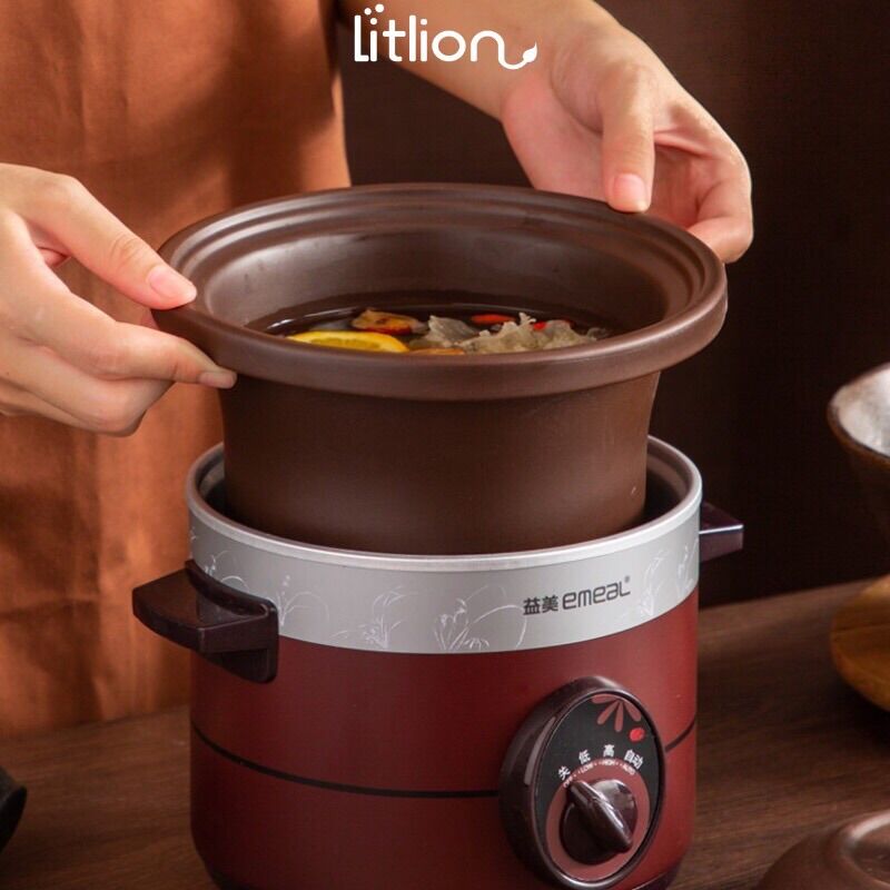 Nồi nấu cháo chậm -Hầm đa năng EMEAL lõi đất sét đen