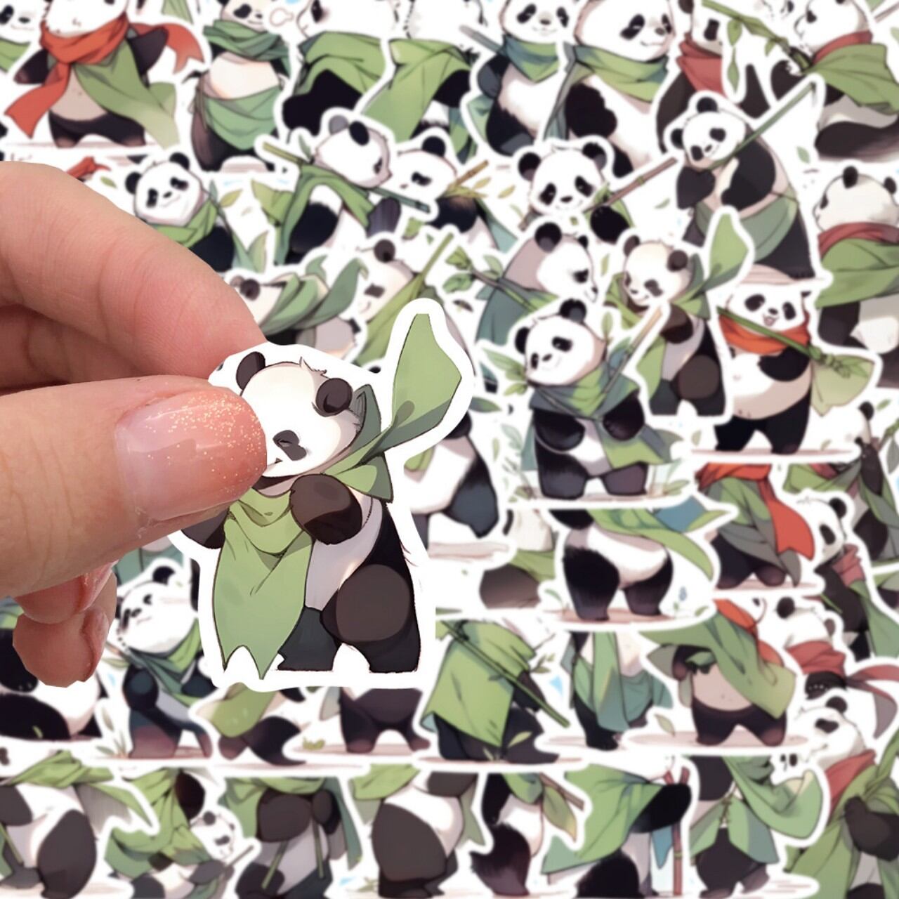 Set 50 miếng sticker hình dán chống nước gấu trúc panda