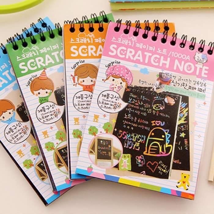Sổ vẽ cầu vồng ma thuật khổ a6 - scratch note - sổ cào - sổ thần kì kích thích sáng tạo