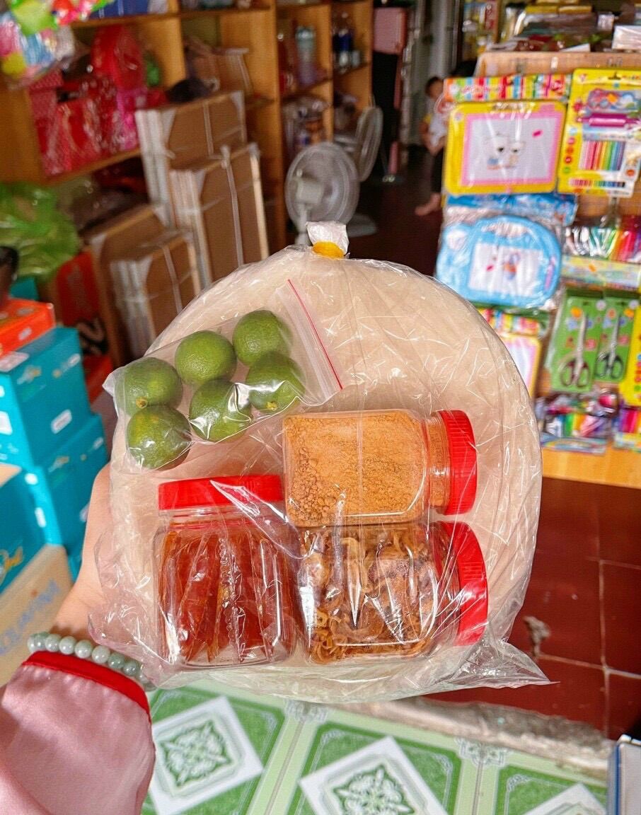 Bánh tráng tây ninh hành phi,sate,muối,tắc
