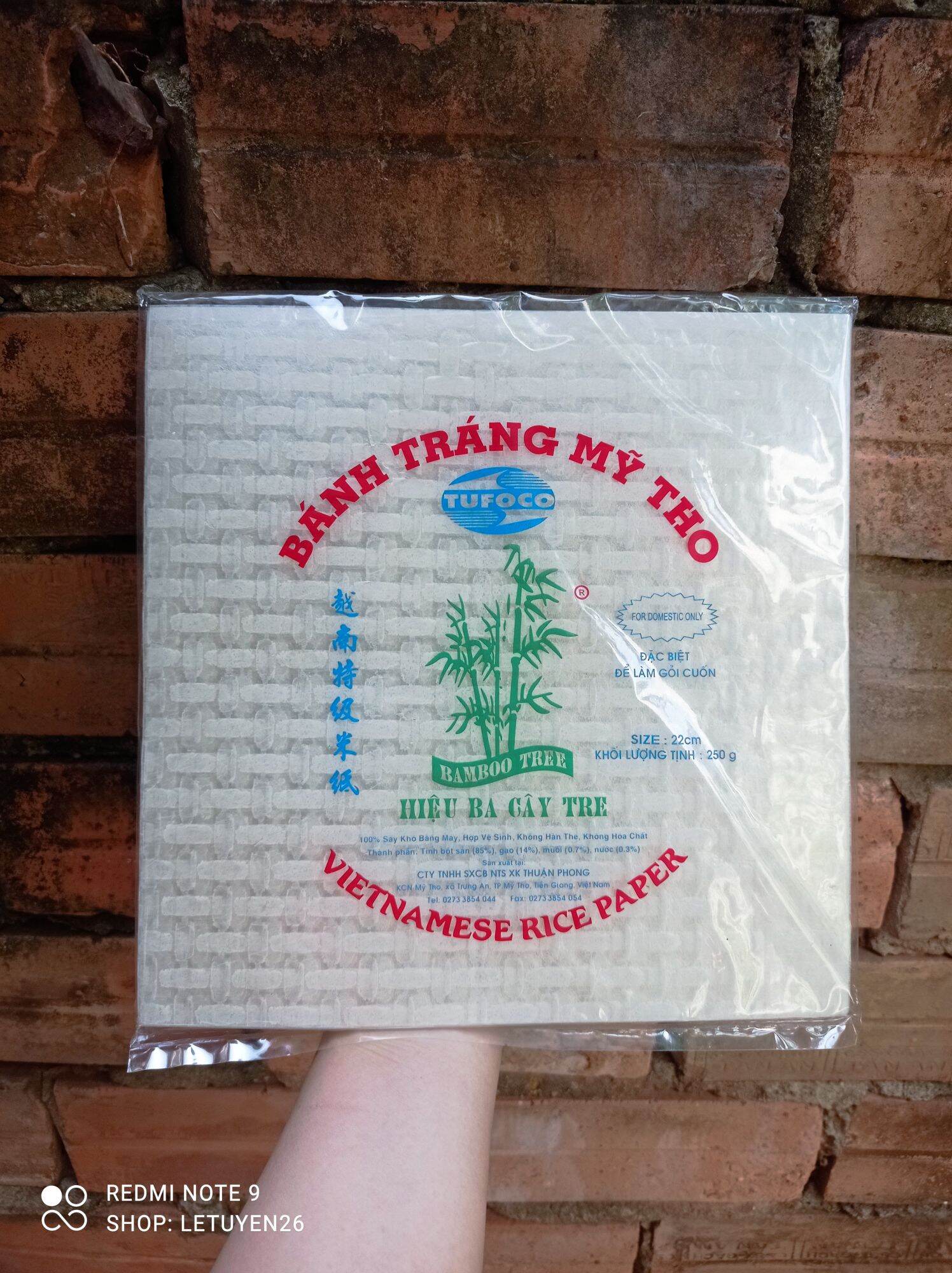 Bánh tráng gỏi cuốn vuông 250 gr 22 cm, khoảng 20 cái