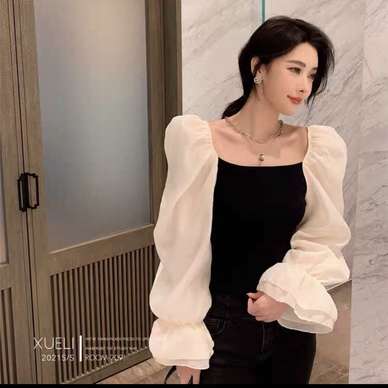 ÁO TIỂU THƯ PHỐI VON TAY PHỒNG XINH ĐẸP H5