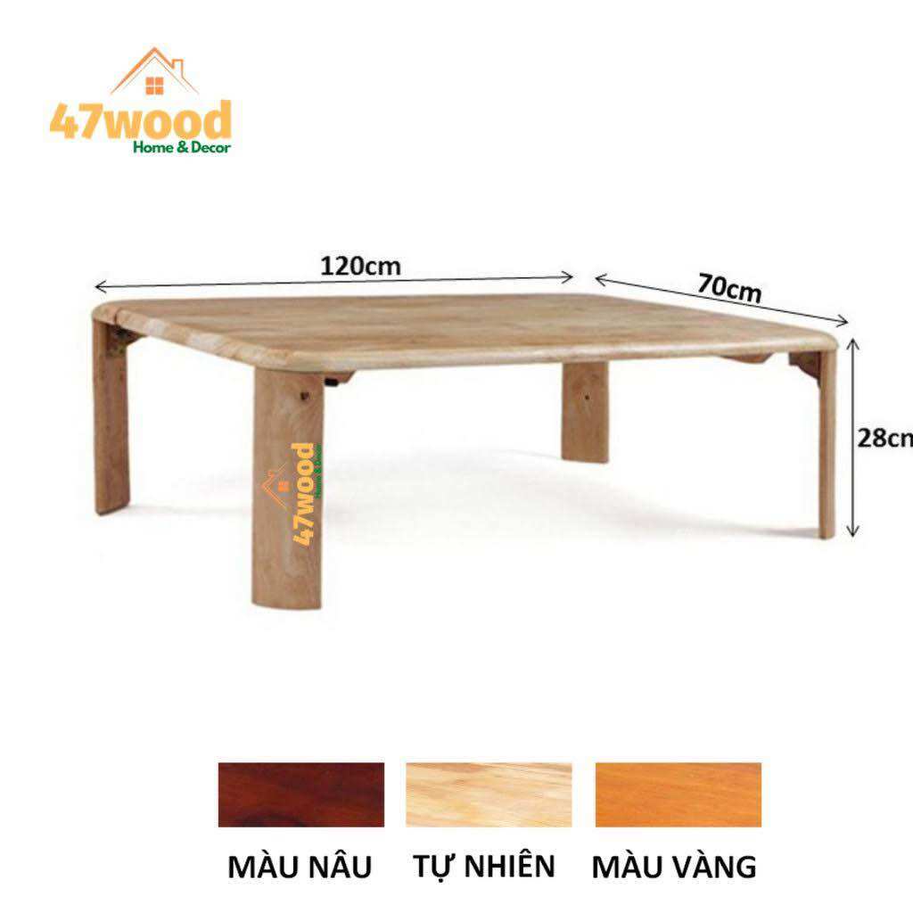 BÀN ĂN CHÂN XẾP GỌN KÍCH THƯỚC 70x120CM GỖ CAO SU