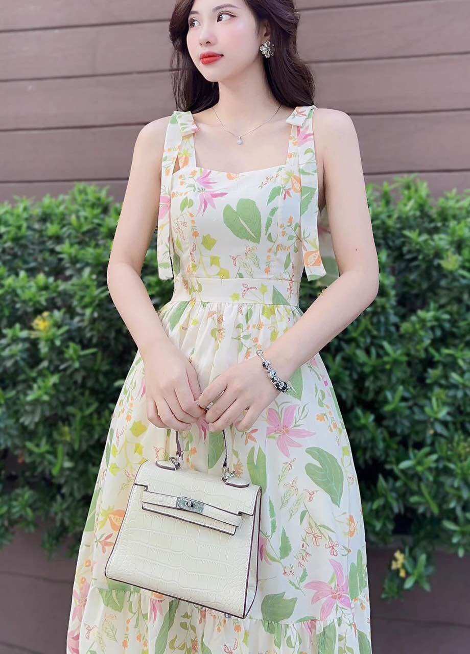 Đầm dây hoa lá cành cột vai BG