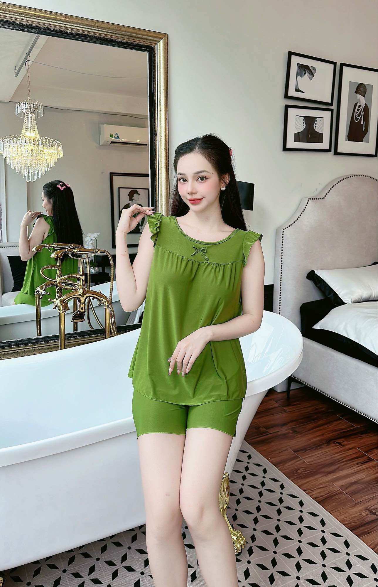 [2 SIZE 45-68KG TÙY CHIỀU CAO] SET ĐÙI THUN LẠNH CỔ TRÒN DỄ THƯƠNG