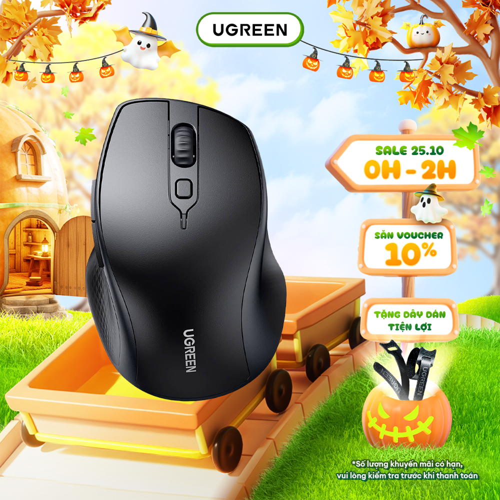 Chuột không dây UGREEN MU101 | Bluetooth 5.0 + 2.4G | 4 mức DPI 1000/1600/2000/4000 | Bảo Hành 18 Th