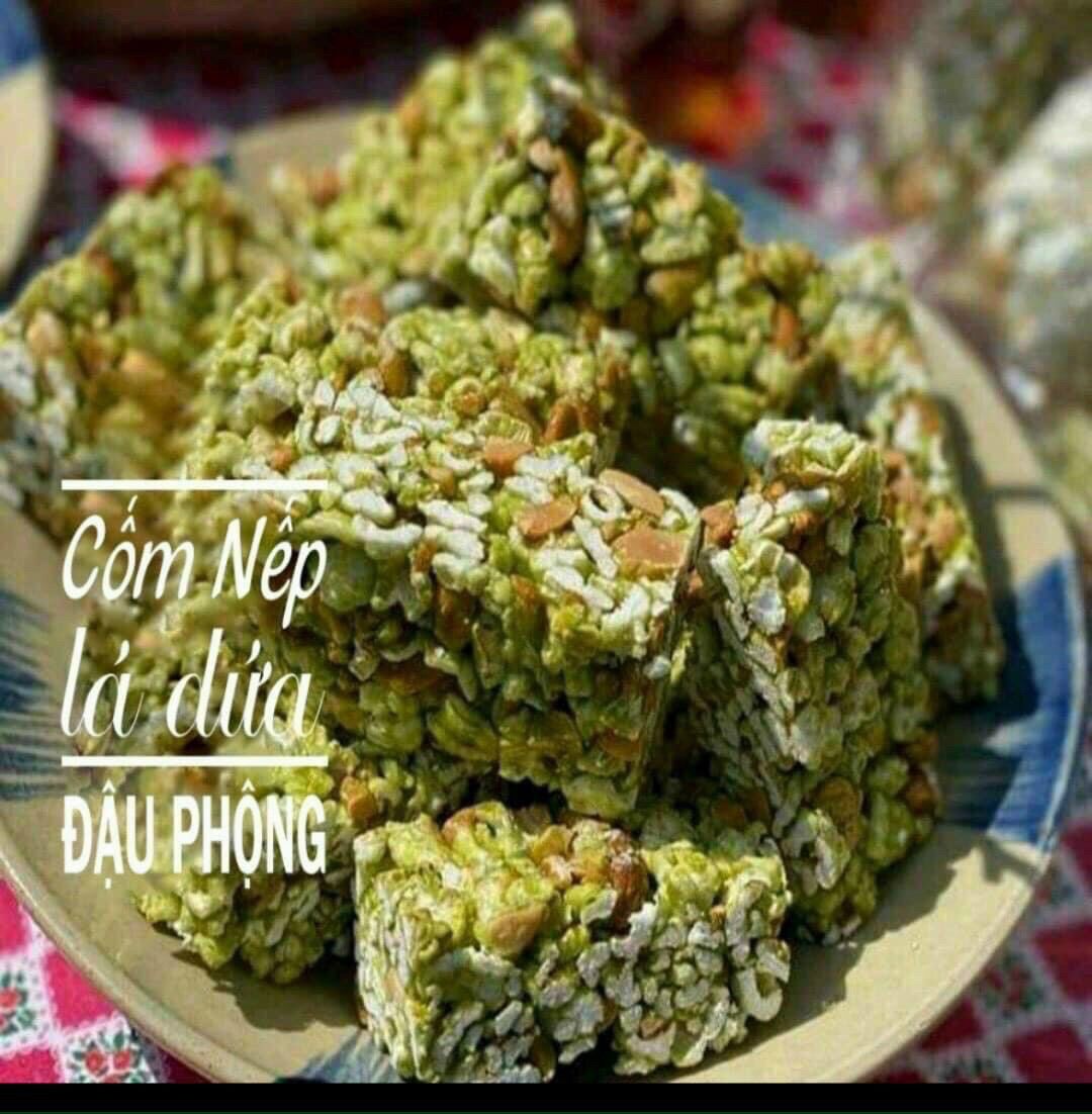 Cốm nếp đậu phộng lá dứa 500gr/ túi