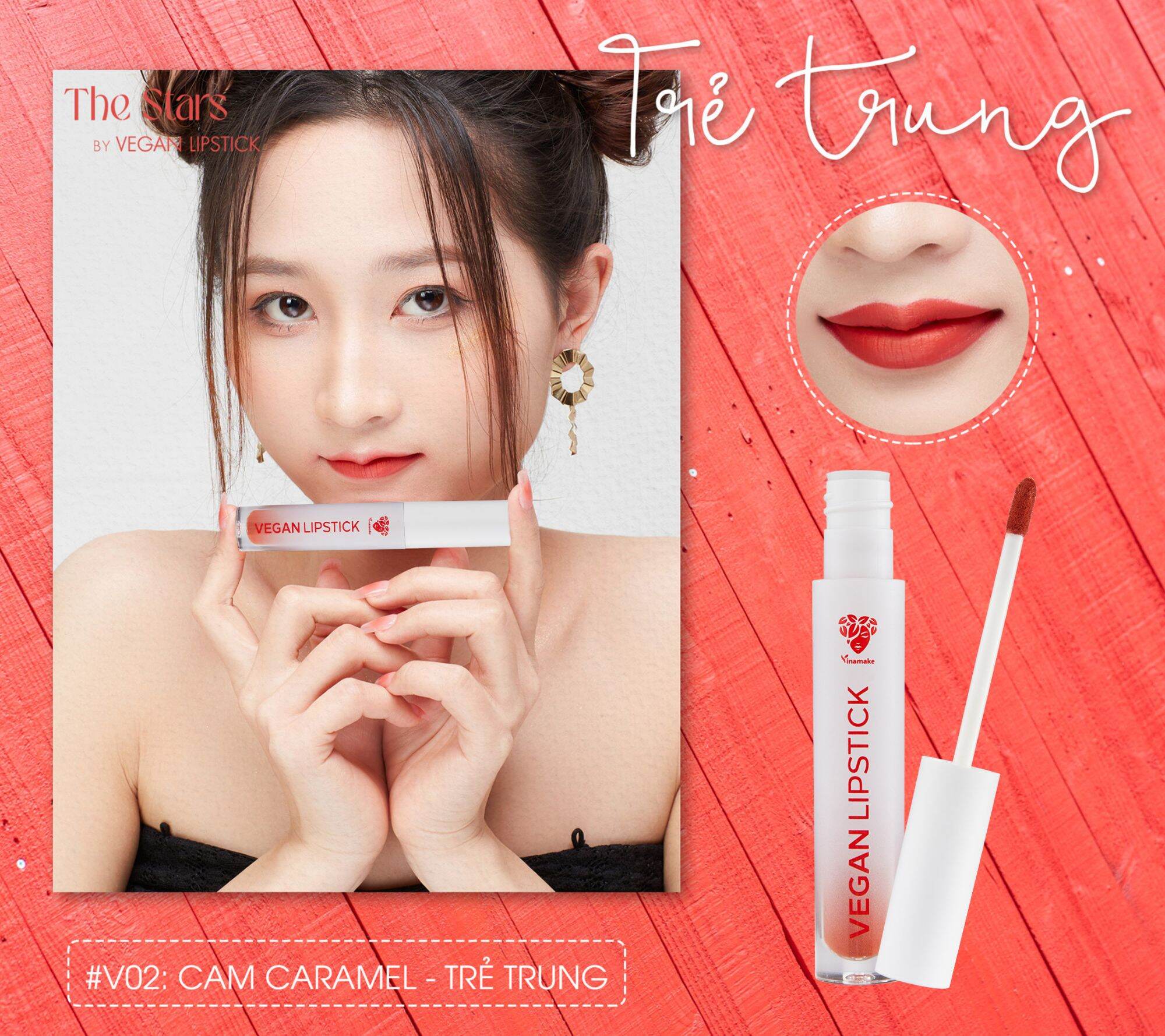 Son Kem Lì thuần chay VEGAN LIPSTICK ( Combo 3 thỏi son - Tặng sữa tẩy trang 155k)
