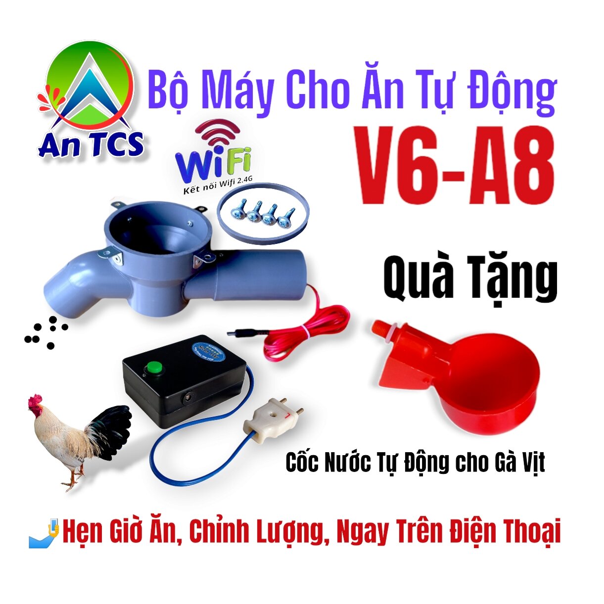 Máy cho gà vịt ăn tự động wifi v6-a8 an tcs