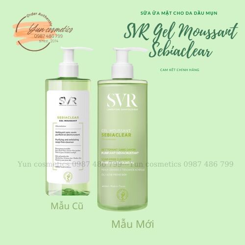 400ml mẫu mới 2022- sữa rửa mặt gel moussant dịu nhẹ cho da dầu mụn svr pháp