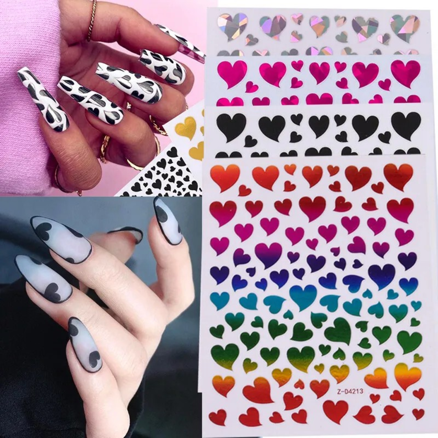 Sticker dán móng trang trí nail mẫu hình trái tim