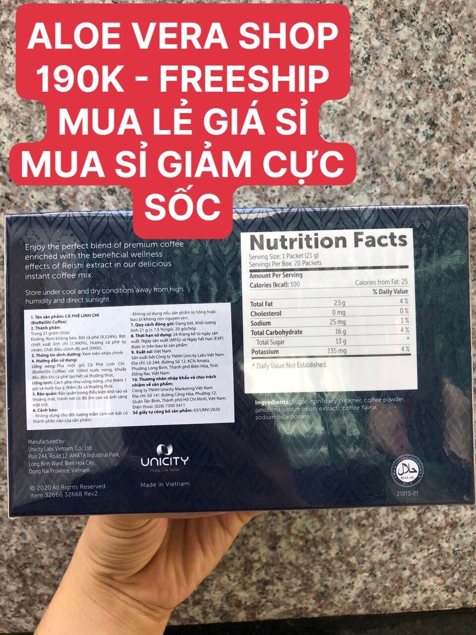 (190k) Cà Phê Linh Chi Đỏ Uni (20 gói)