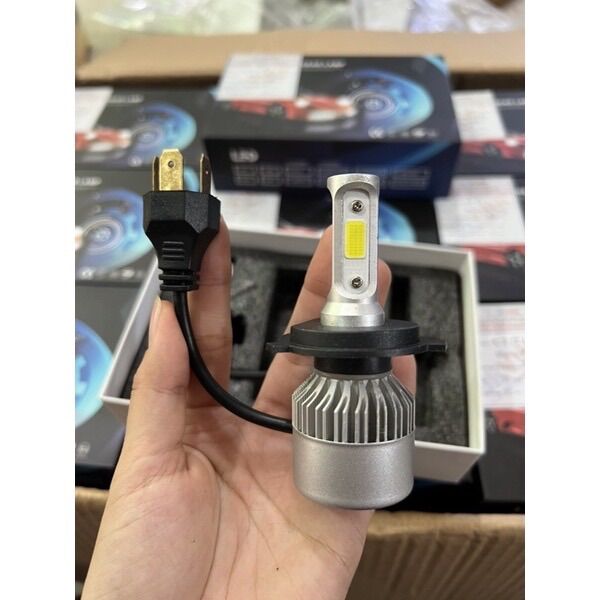 Đèn pha led 3 tim Chân H4 siêu sáng có quạt tản nhiệt