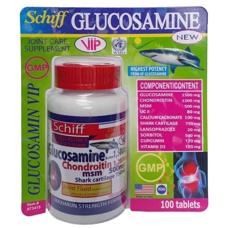 Glucosamine 1500mg - hộp 100 viên - Giúp xương chắc khớp khỏe