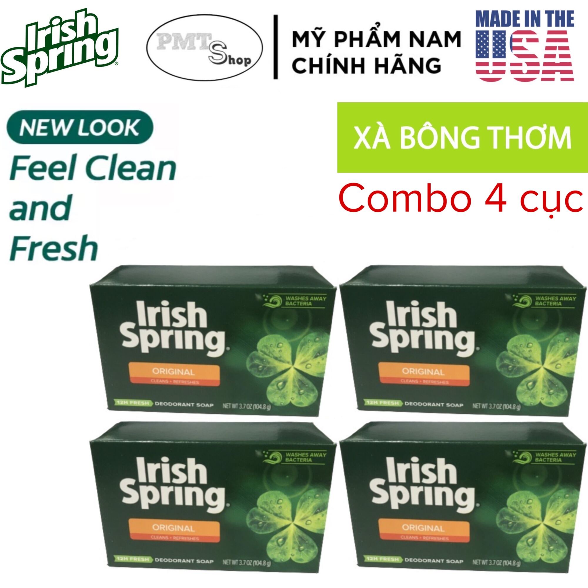 Combo 4 cục xà bông thơm IRISH SPRING Orginal Fell Clean And Fresh thumbnail