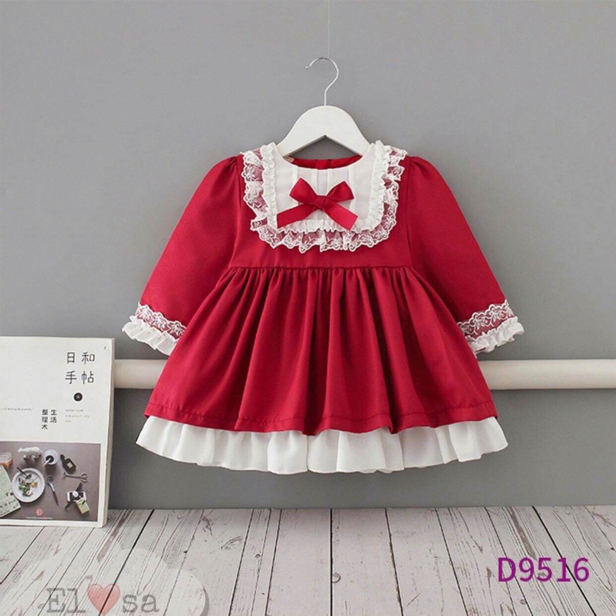 Váy ren đỏ cho bé gái