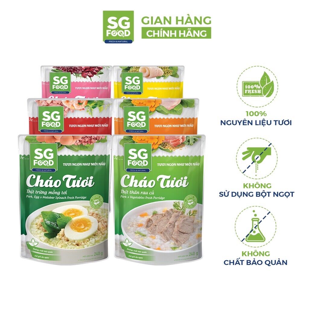 Combo 9 gói cháo tươi Sg food 240g