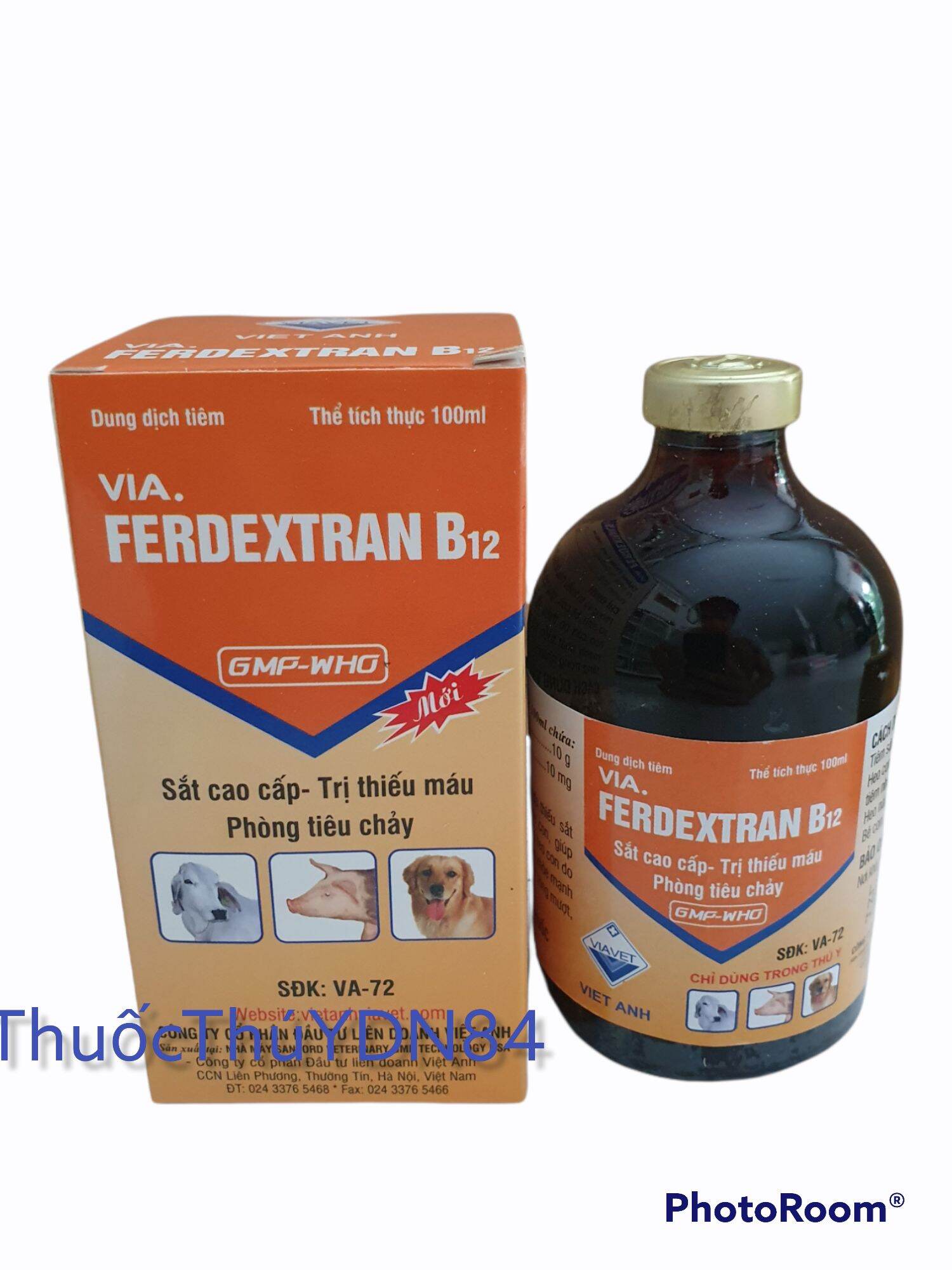 VIA FERDEXTRAN B12 100ml bổ sung sắt cho heo, bò, dê