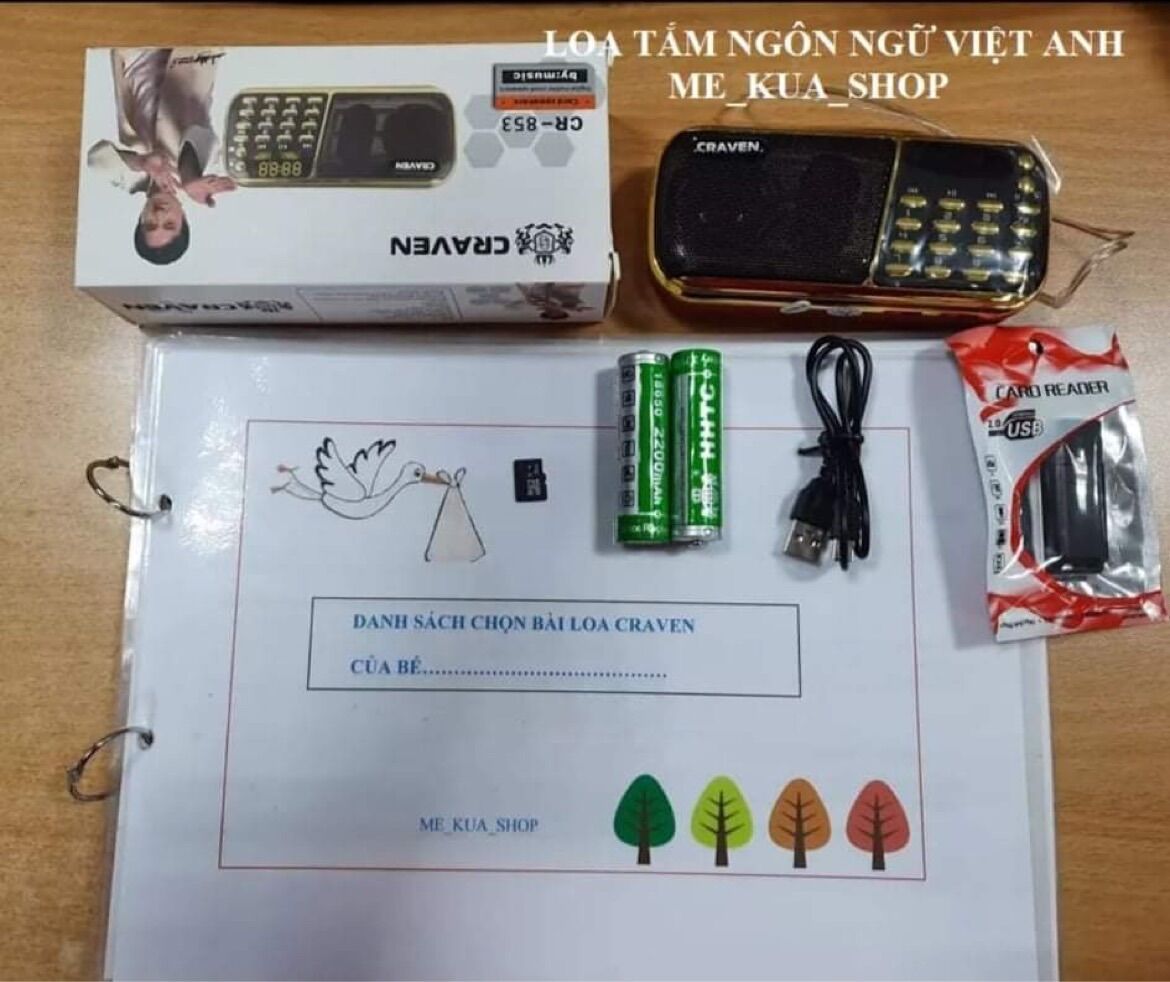 Loa CRAVEN 3 PIN nghe nhạc tiếng anh tiếng Việt kèm danh sách tặng file nghe, pin siêu bền