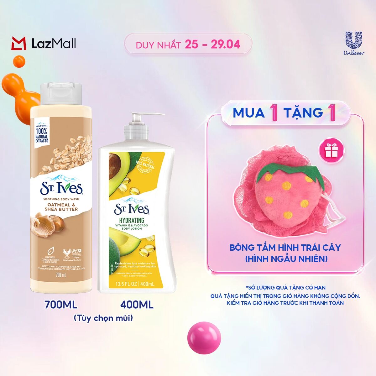 Combo Sữa tắm St.ives 700ml và Sữa dưỡng thể St.ives 400ml (tùy chọn mùi)