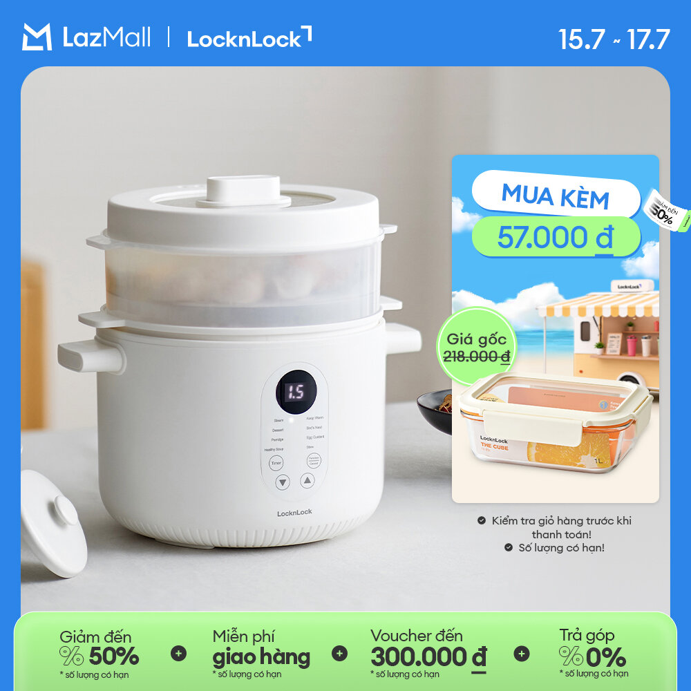 Nồi nấu chậm đa năng LocknLock Multi-function slow cooker EJP164IVY 2.5L - Hàng chính hãng - Bảo hành 2 năm