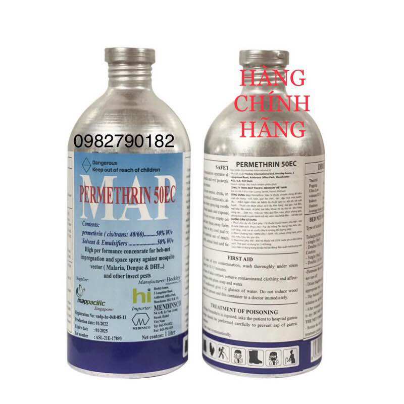 Thuốc diệt muỗi permethrin 50ec chai nhôm 1l