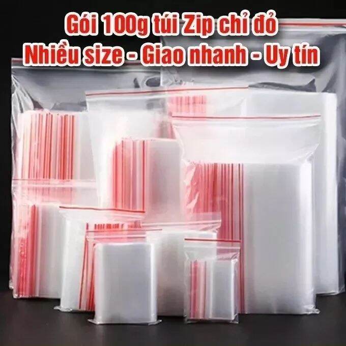 100Gr Túi Zip Chỉ Đỏ size 10 x 15cm