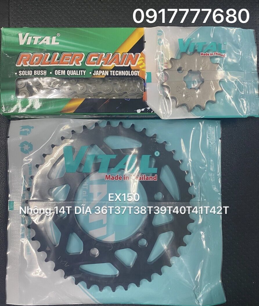 Nhông sên dĩa độ cho xe exciter150/ex150 nhông 14t dĩa 38t39t40t41t42t hiệu vital