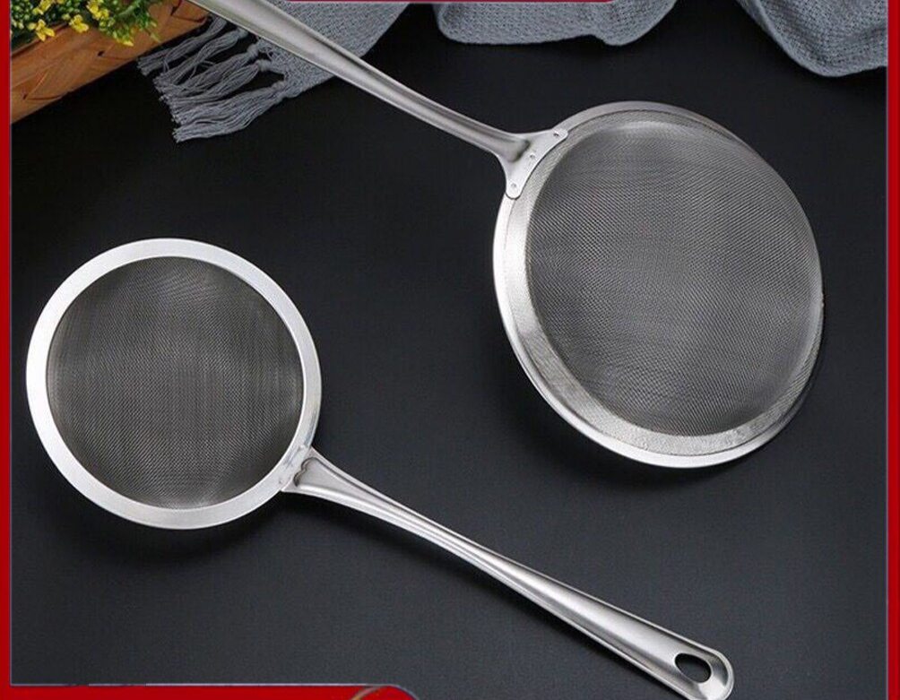 Rây lọc inox cao cấp - lọc mịn mắt nhỏ - lọc cháo, bột, cua