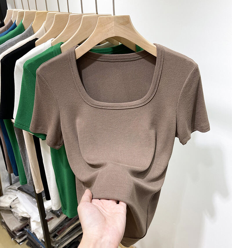 Áo Phông Tay Ngắn Cổ Vuông Có Ren Thịnh Hành Mẫu Mới 2023, Trang Phục Mùa Xuân Hè Cho Nữ, Áo Kiểu Tây Ôm Dáng, Áo Mỏng
