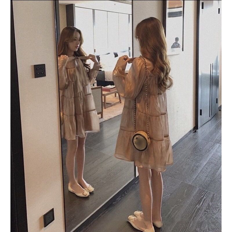Váy babydoll lụa xếp tầng / mina’s house