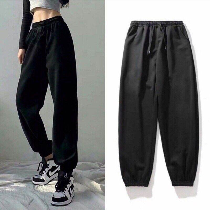 quần baggy Alibaba bo gấu màu đen