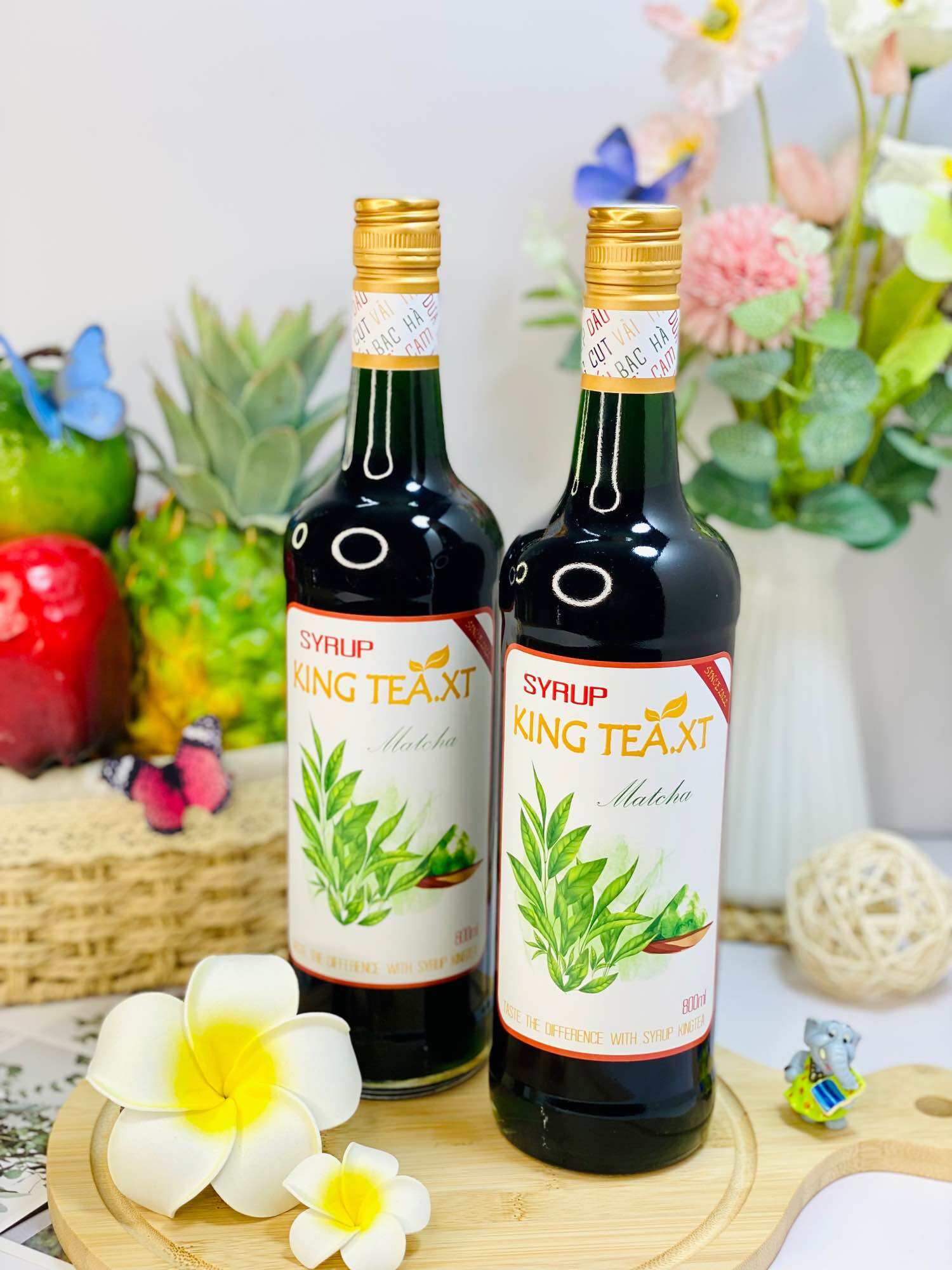Syrup MATCHA TRÀ XANH Pha Chế( Syrup Matcha Green Tea) KINGTEA.XT- Chai Thủy Tinh 800ml. 