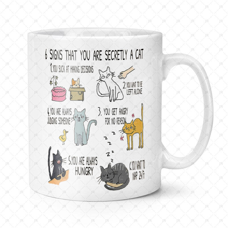 Cốc mug gốm sứ hình mèo 6 signs that you are secret a cat
