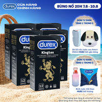Bộ 5 hộp bao cao su Durex Kingtex bôi trơn, ôm sát size 49mm, 12 bao/hộp