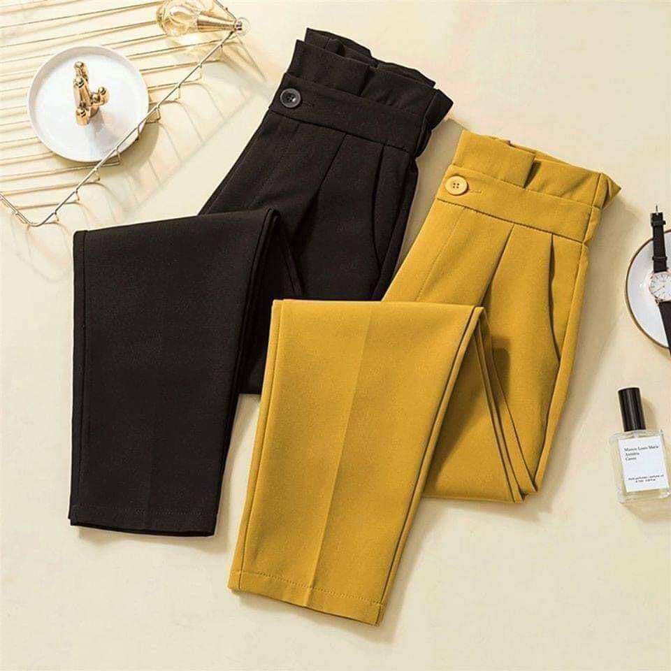 Quần Baggy Nữ Cạp Bèo Lưng Cao