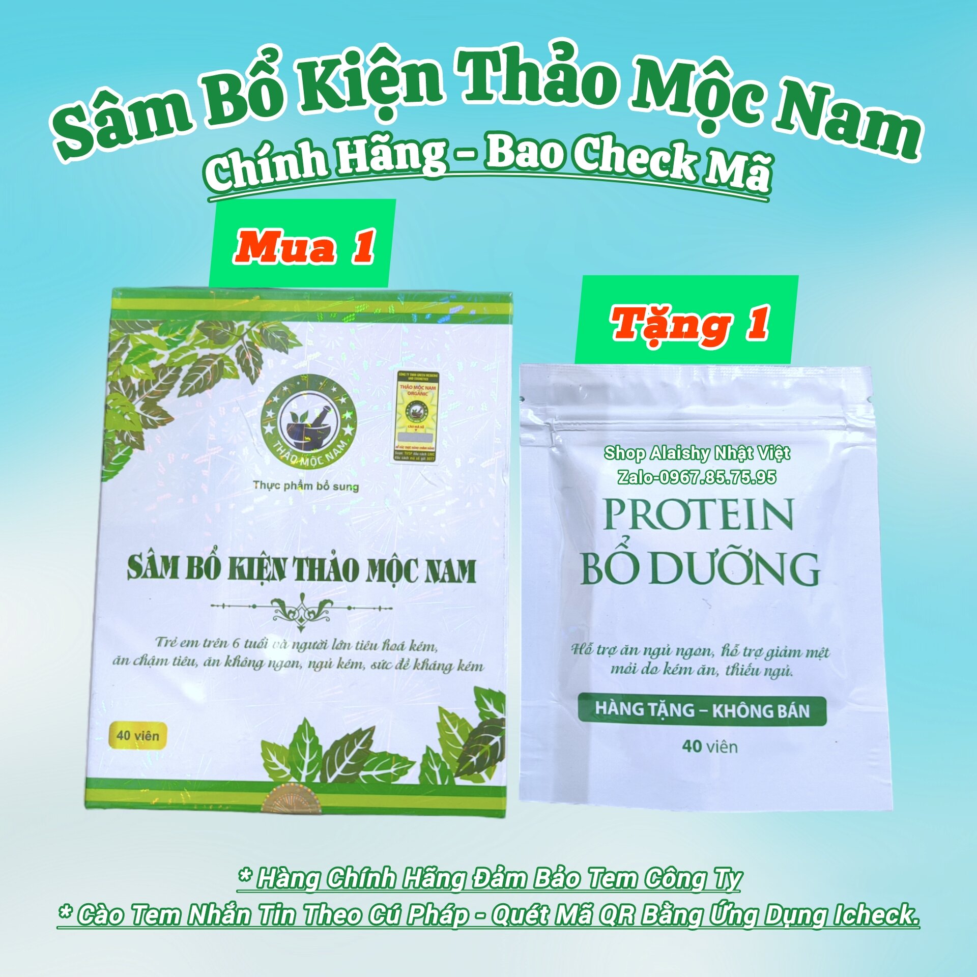 [TẶNG QUÀ][Chính Hãng 100%] Tăng Cân Sâm Bổ Kiện Thảo Mộc Nam (40 Viên) - Tặng Kèm PROTEIN BỔ DƯỠNG (40 Viên) - Tăng Cân An Toàn