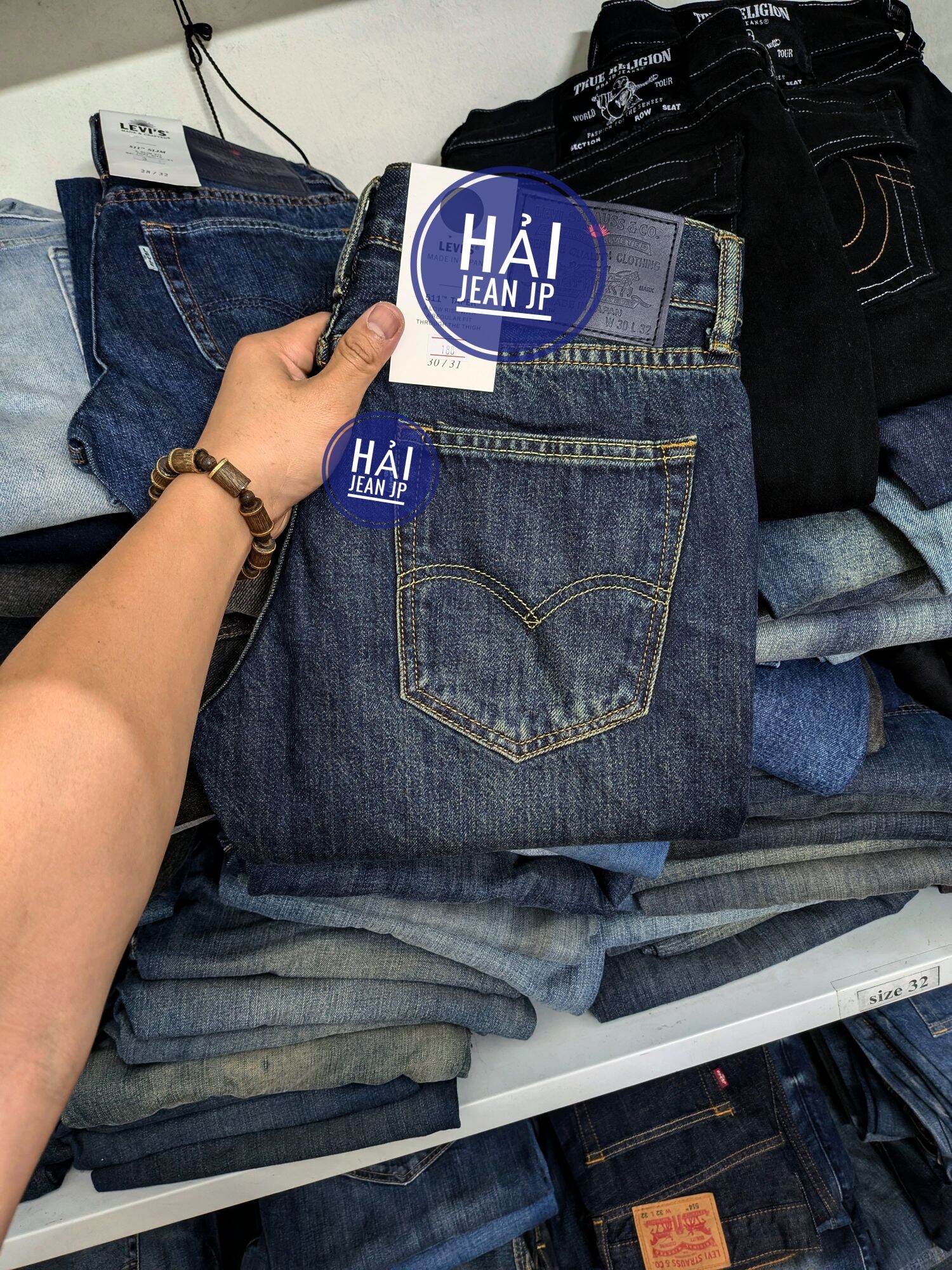 quần jean lv quần bò nam dáng đứng vải nhật màu rêu