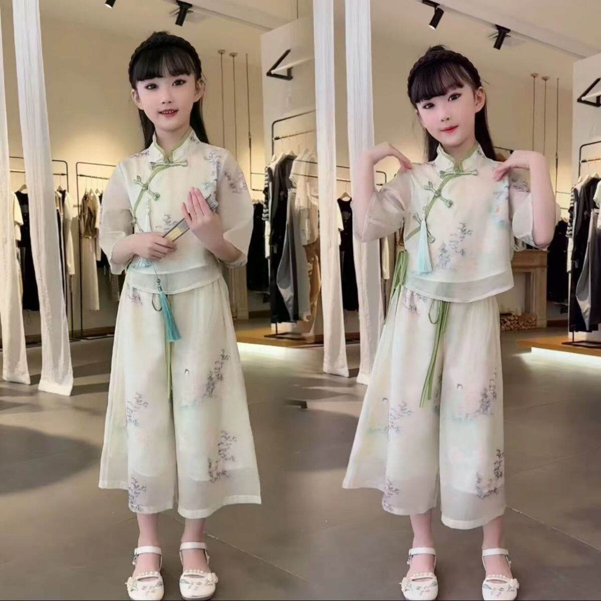 Bộ Đồ Hanfu Mới Cho Bé Gái Mùa Hè 2024 Phong Cách Trung Hoa Truyền Thống Mới Quần Áo Thể Thao Ngoài Trời Cho Trẻ Em