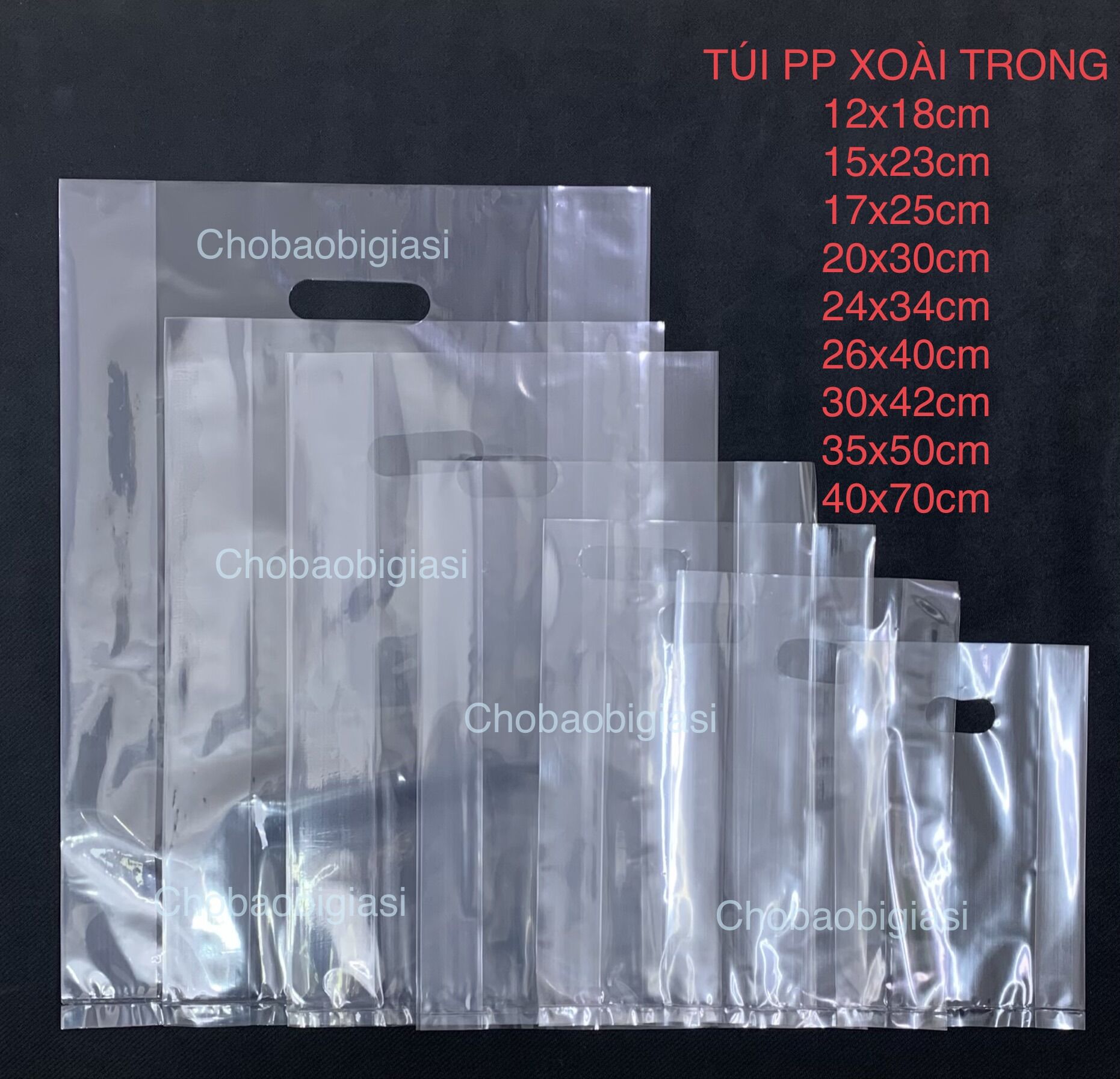 {1kg/size} Túi PP Xoài trong suốt đựng quần áo, mỹ phẩm, phụ kiện (hàng đẹp - sp y hình)