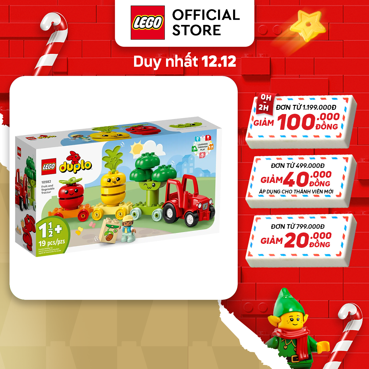 LEGO DUPLO 10982 My First Đoàn Tàu Rau Củ Hữu Cơ (19 chi tiết)