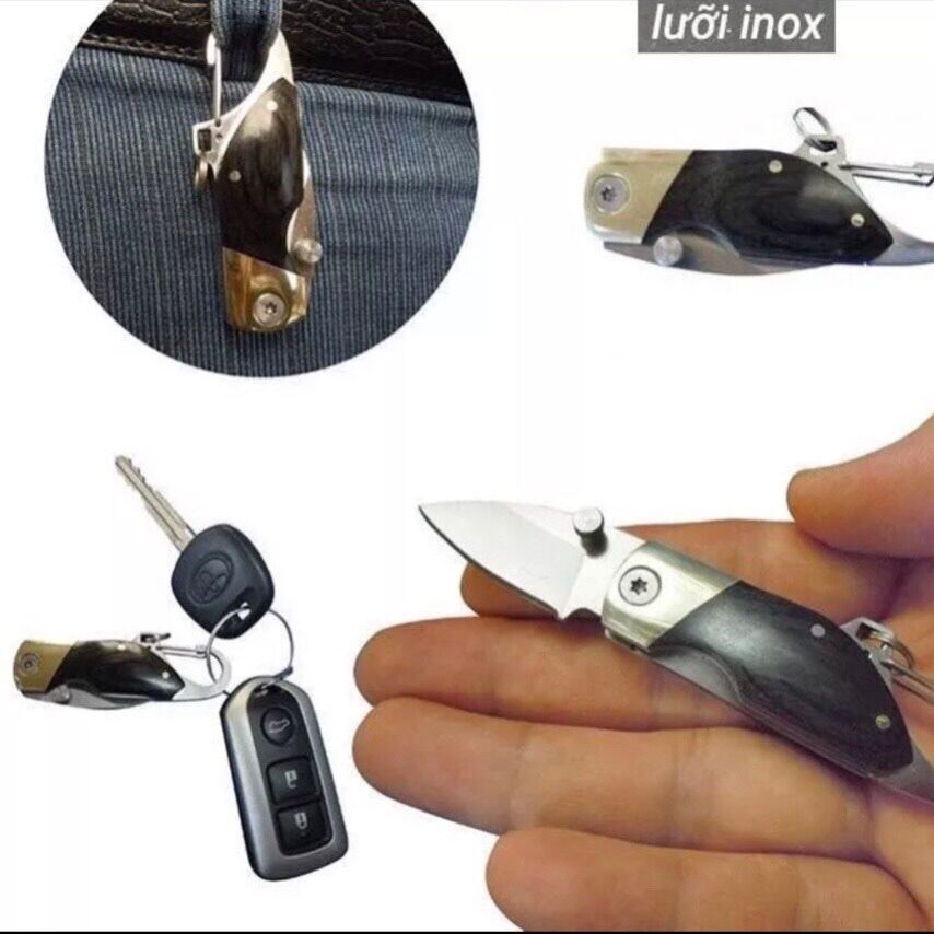 Dao móc khoá xe, gập lại tiện lợi, thép không rỉ, gọn gàng, dễ sử dụng, sắc bén