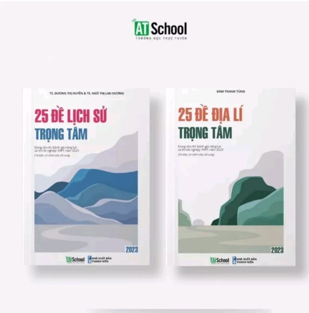 Combo 2 cuốn 25 đề địa lí + lịch sử trọng tâm 2023