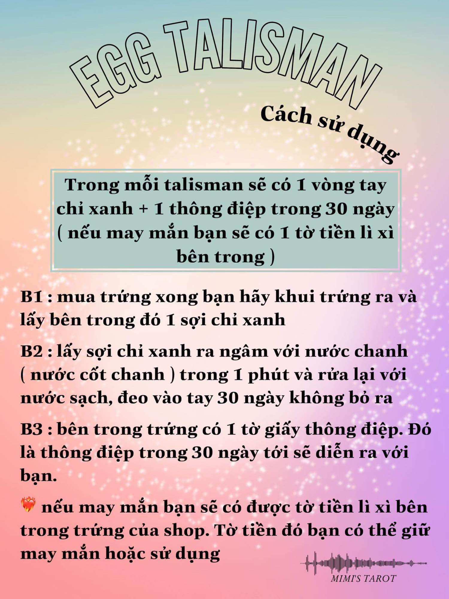 EGG TALISMAN - VÒNG TAY CHỈ XANH